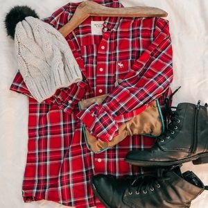Red plaid button up